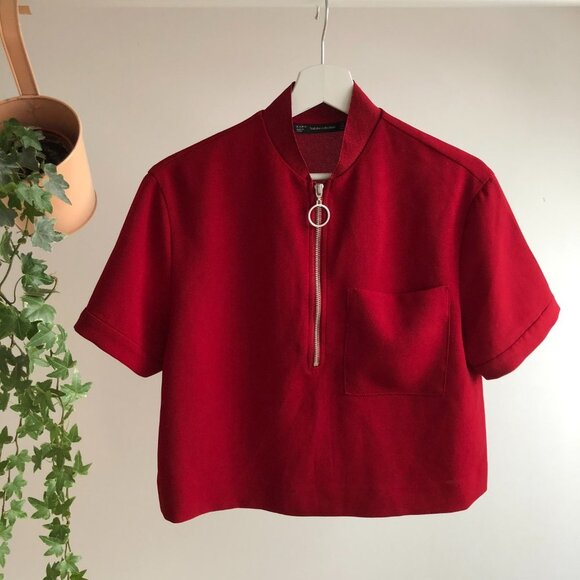 Zara Tops - Zara Cropped Red top with zip